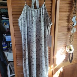 Balance Collection Green Leaf Pattern Dress